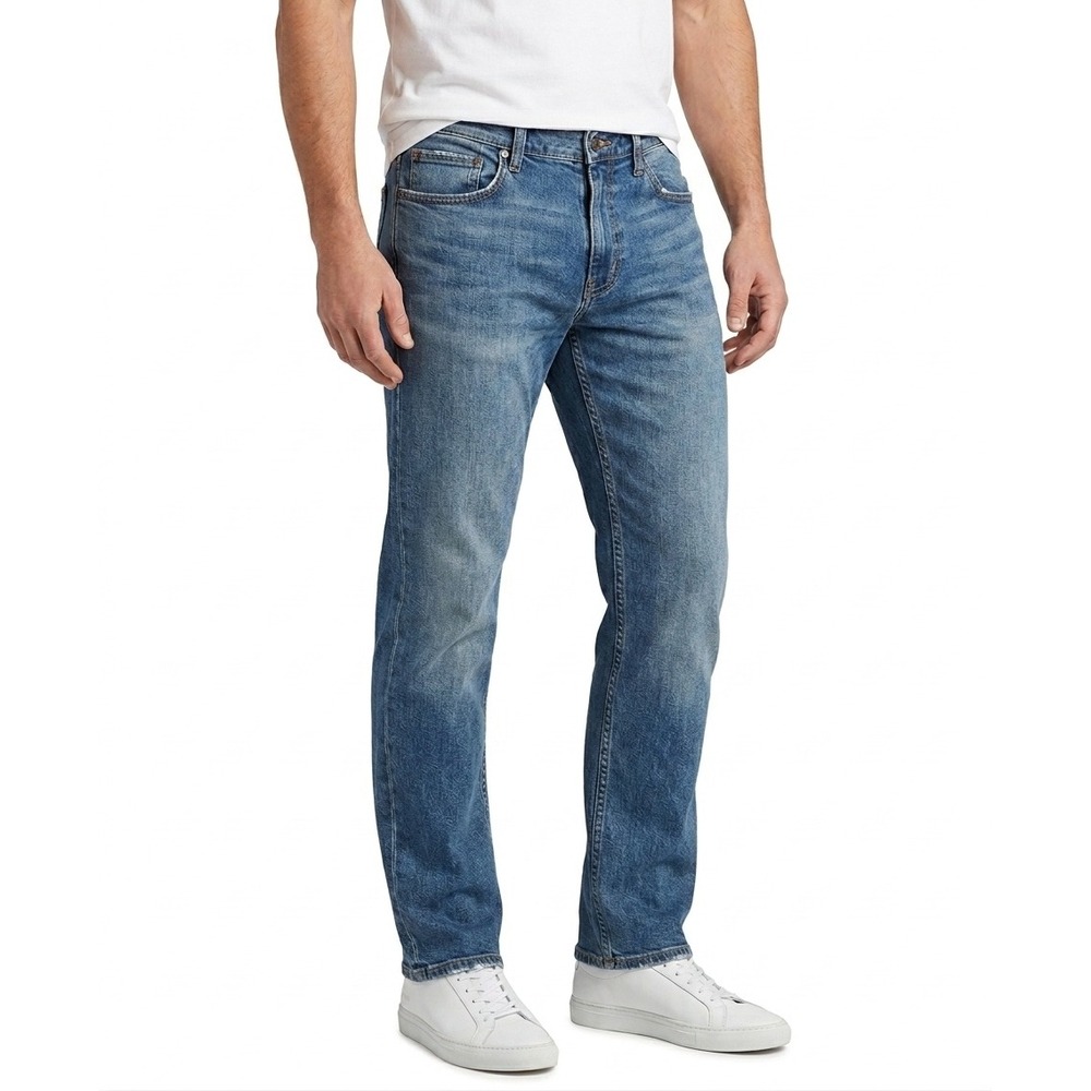 G.H. Bass & Co. Straight Leg Jeans Medium Wash Distressed Cotton - 34x32